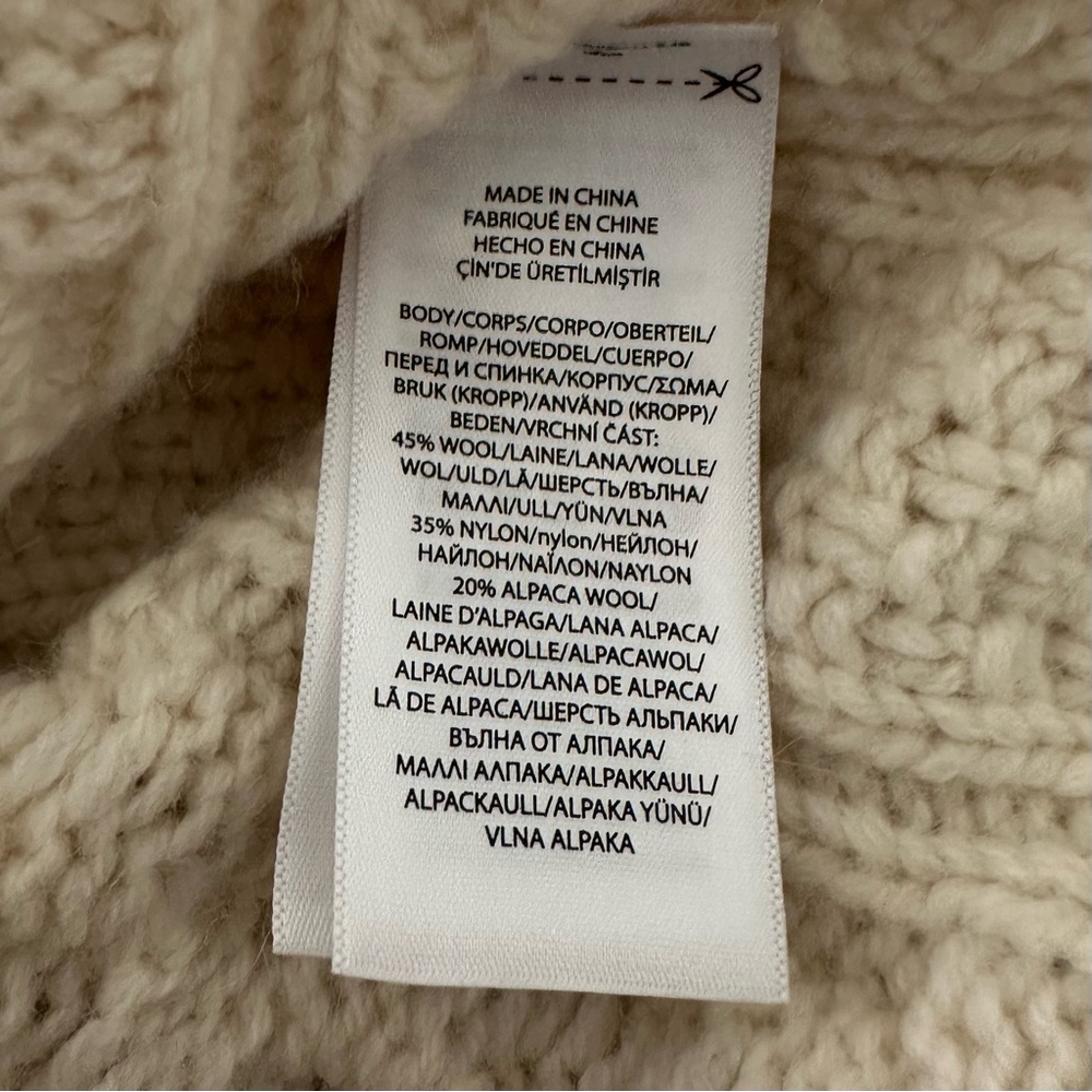 Polo Ralph Lauren Aran-Knit Wool-Alpaca Cable Crewneck Sweater Cream Size XS - Picture 4 of 4